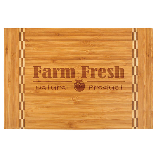 Large Bamboo Cutting Board with Butcher Block Inlay