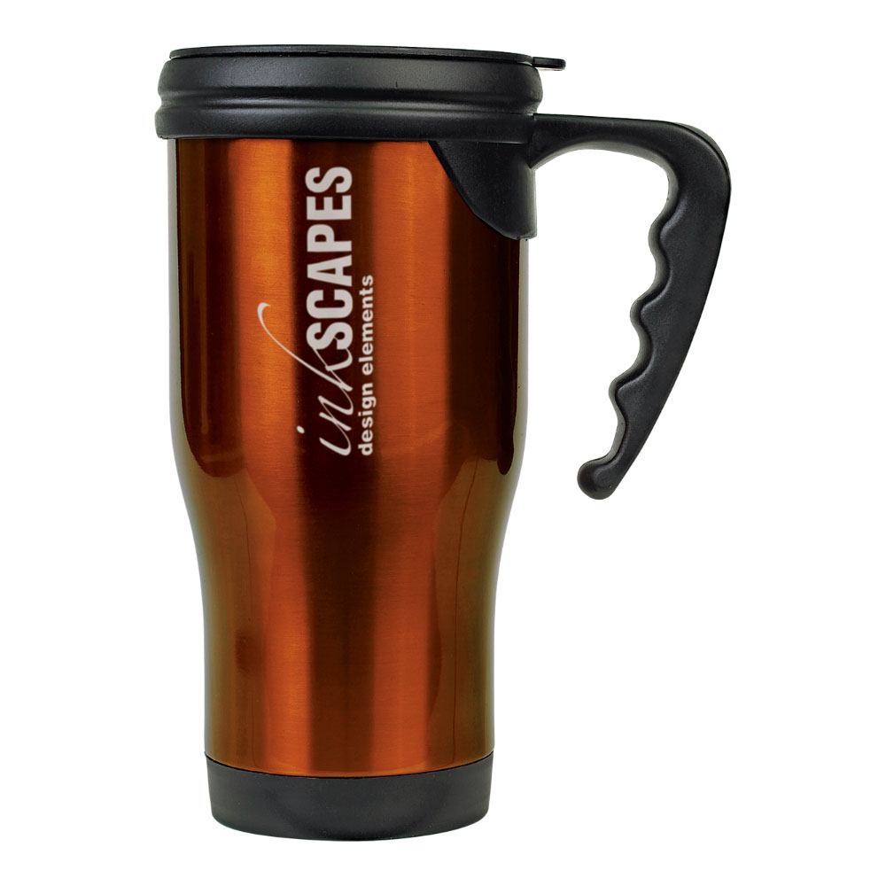 14 oz. Colored Laserable Stainless Steel Travel Mug with Handle