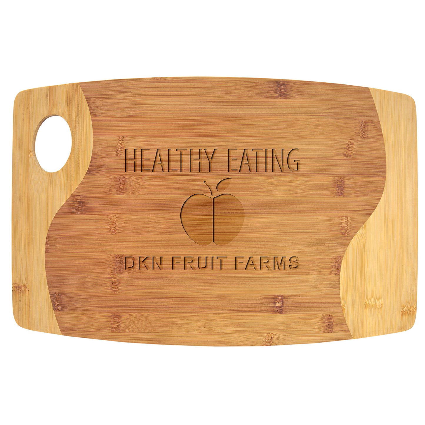 Bamboo Two Tone Cutting Board with Handle