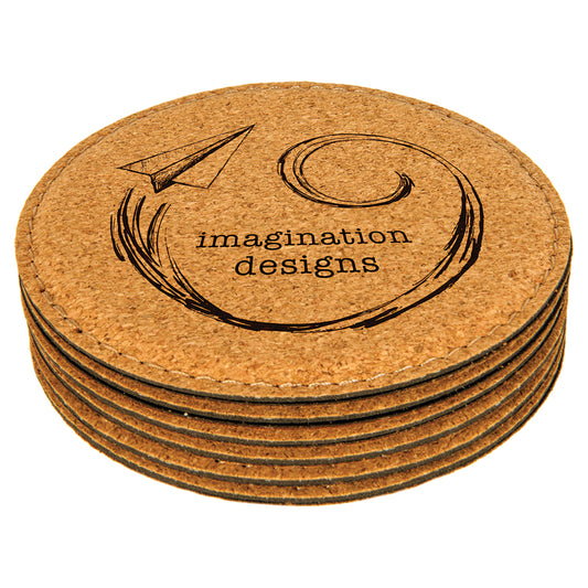 4" Cork Coaster with Stitching