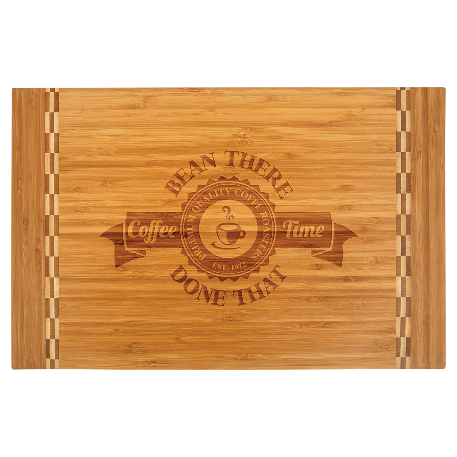 Large Bamboo Cutting Board with Butcher Block Inlay