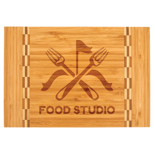 Large Bamboo Cutting Board with Butcher Block Inlay