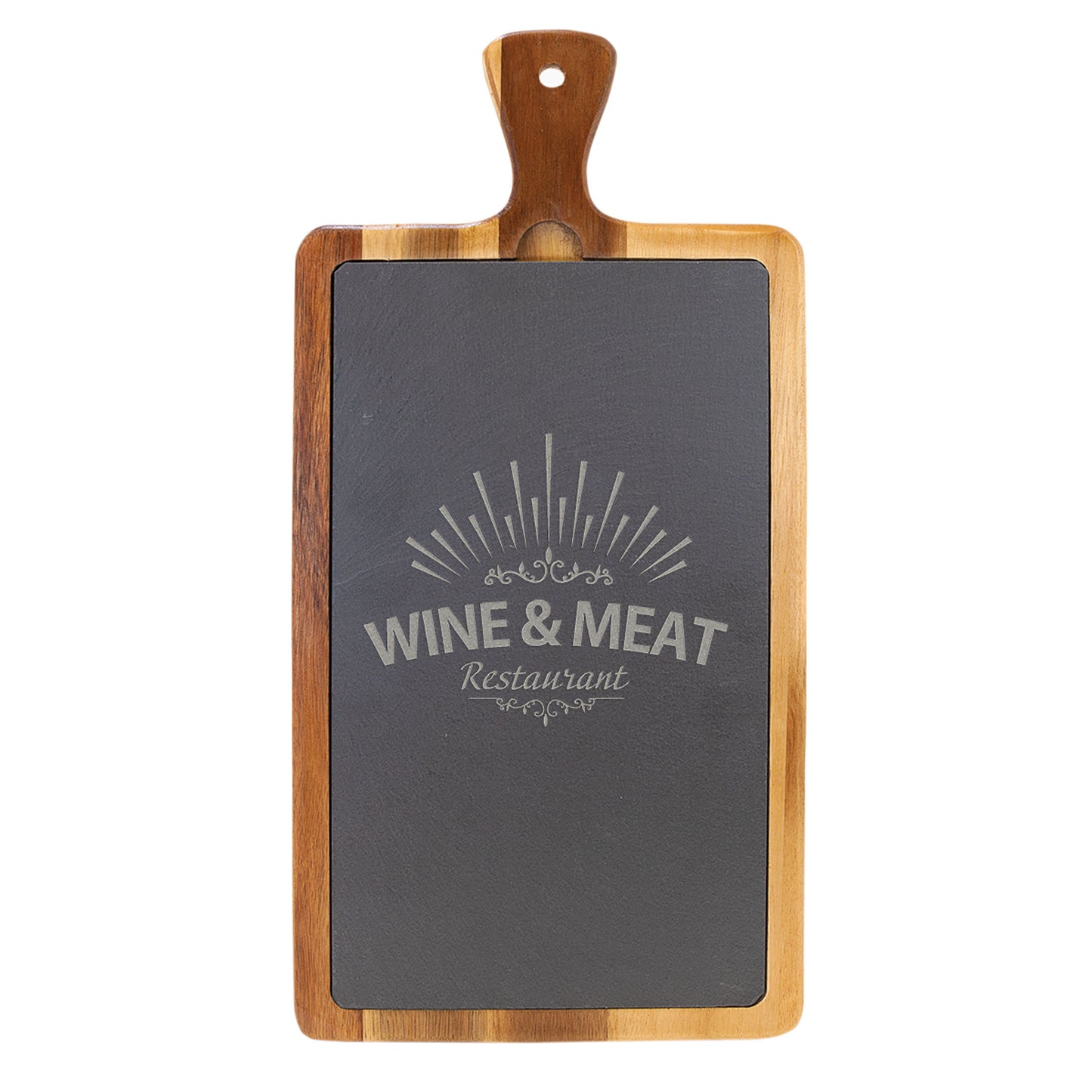 Rectangular Acacia Wood/Slate Cutting Board with Handle