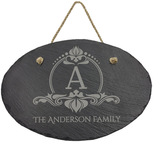 Oval Slate Decor with Hanger String