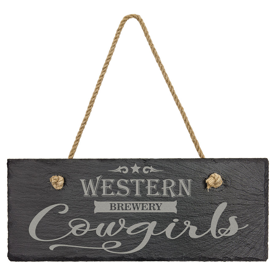 Horizontal Rectangular Slate Decor with Hanger String