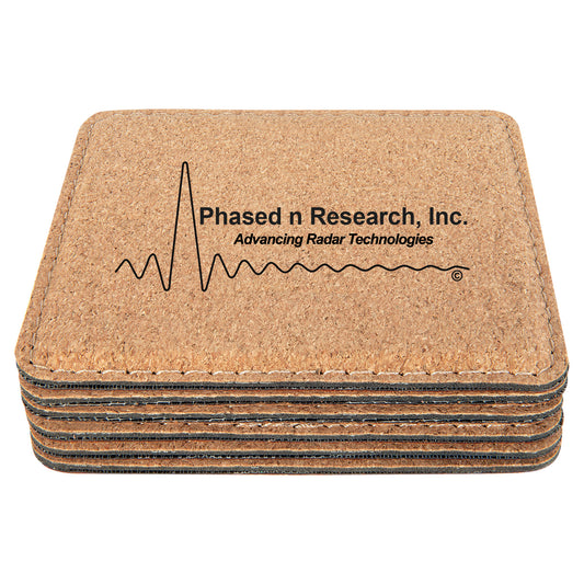 Phased n Research 4" Cork Coaster with Stitching