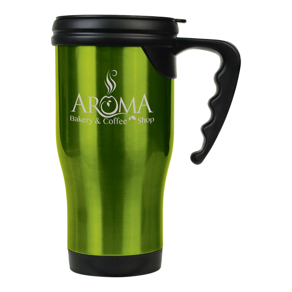 14 oz. Colored Laserable Stainless Steel Travel Mug with Handle