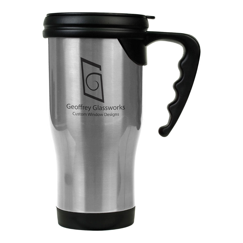 14 oz. Colored Laserable Stainless Steel Travel Mug with Handle