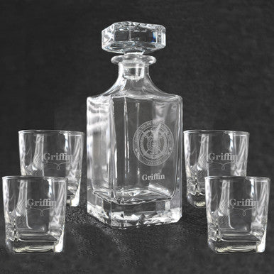 Decanter and 10 oz Whiskey Rocks Glass Set