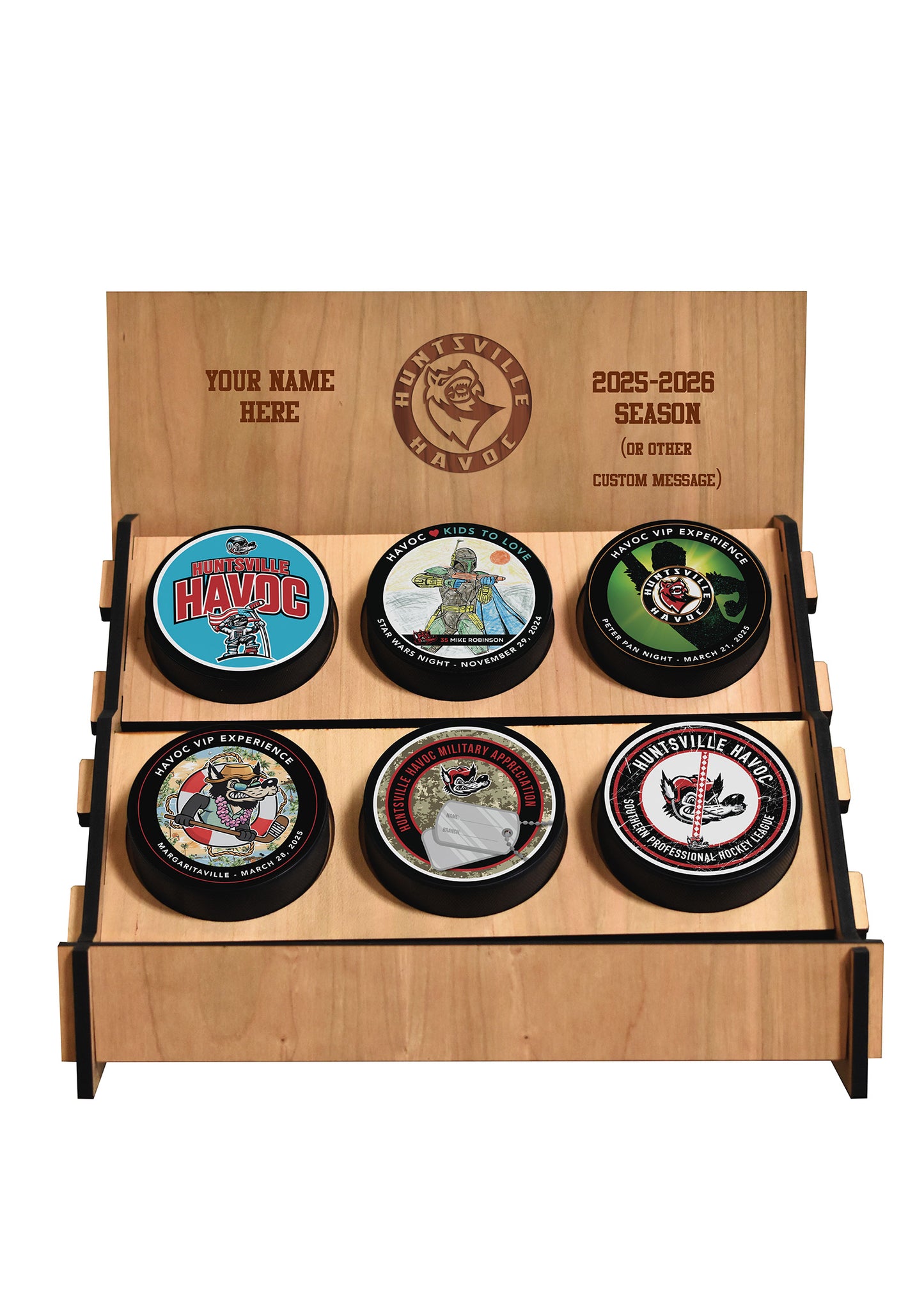 Havoc Personalized Tabletop Puck Stand - 6 Pucks