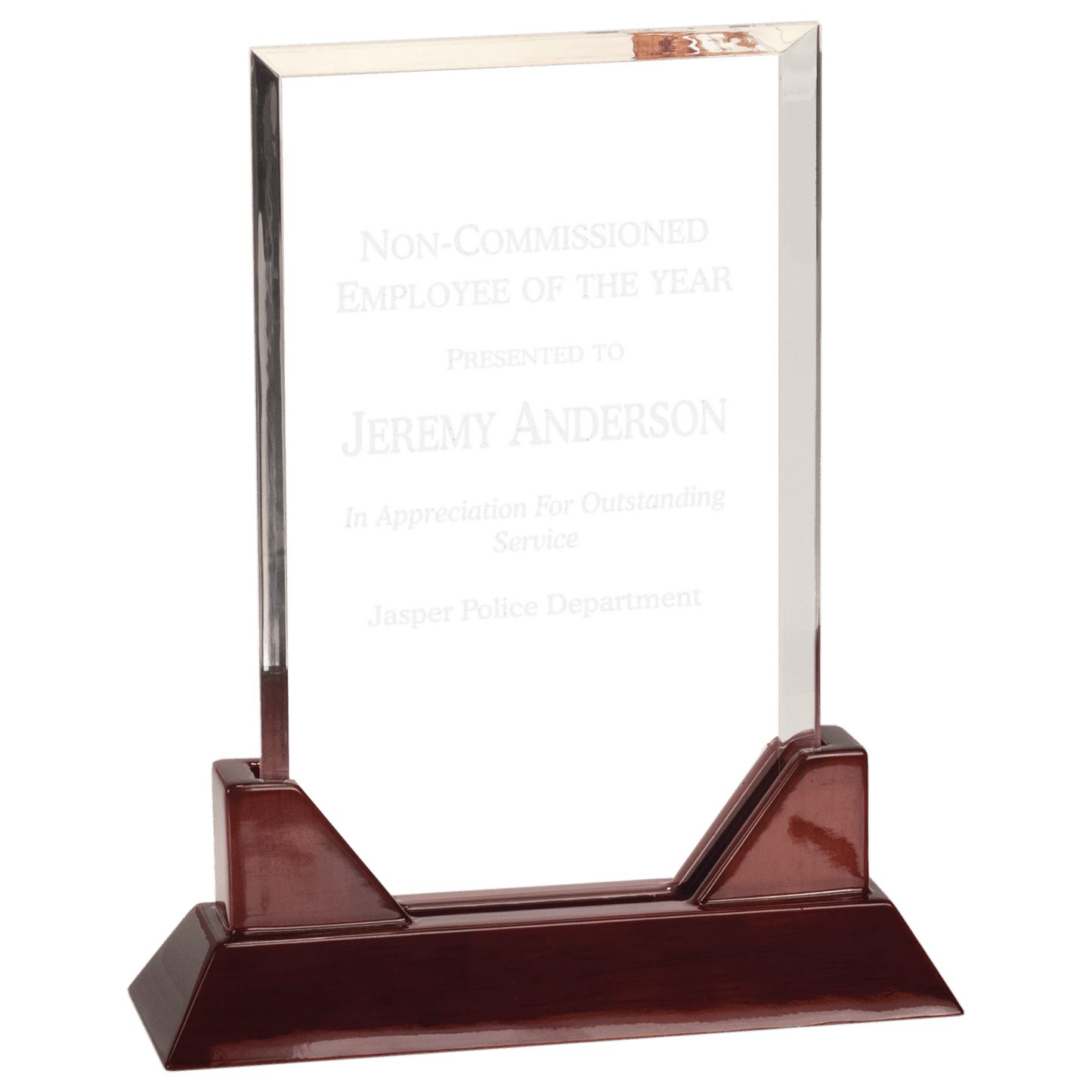 Prestige Acrylic Award with Rosewood Piano Finish Base