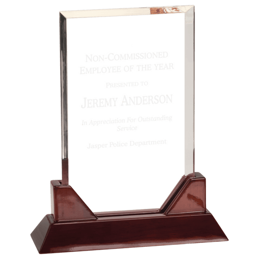Prestige Acrylic Award with Rosewood Piano Finish Base