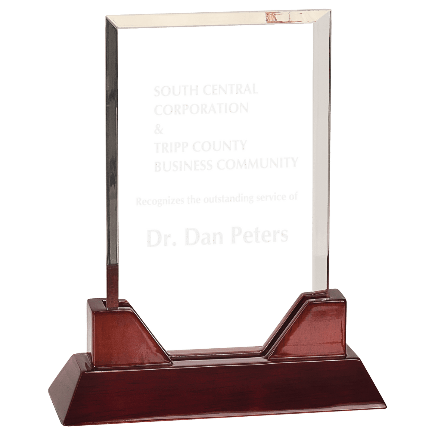 Prestige Acrylic Award with Rosewood Piano Finish Base