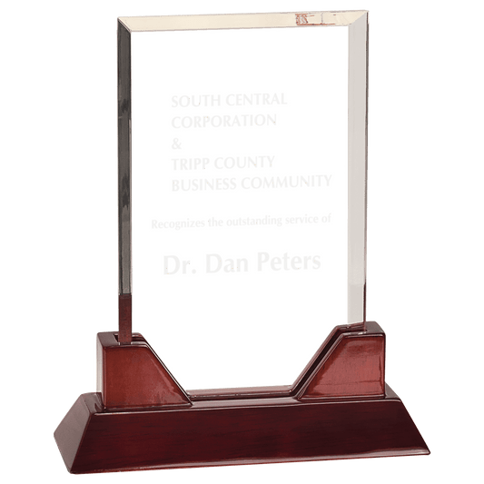 Prestige Acrylic Award with Rosewood Piano Finish Base