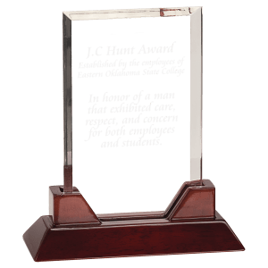 Prestige Acrylic Award with Rosewood Piano Finish Base