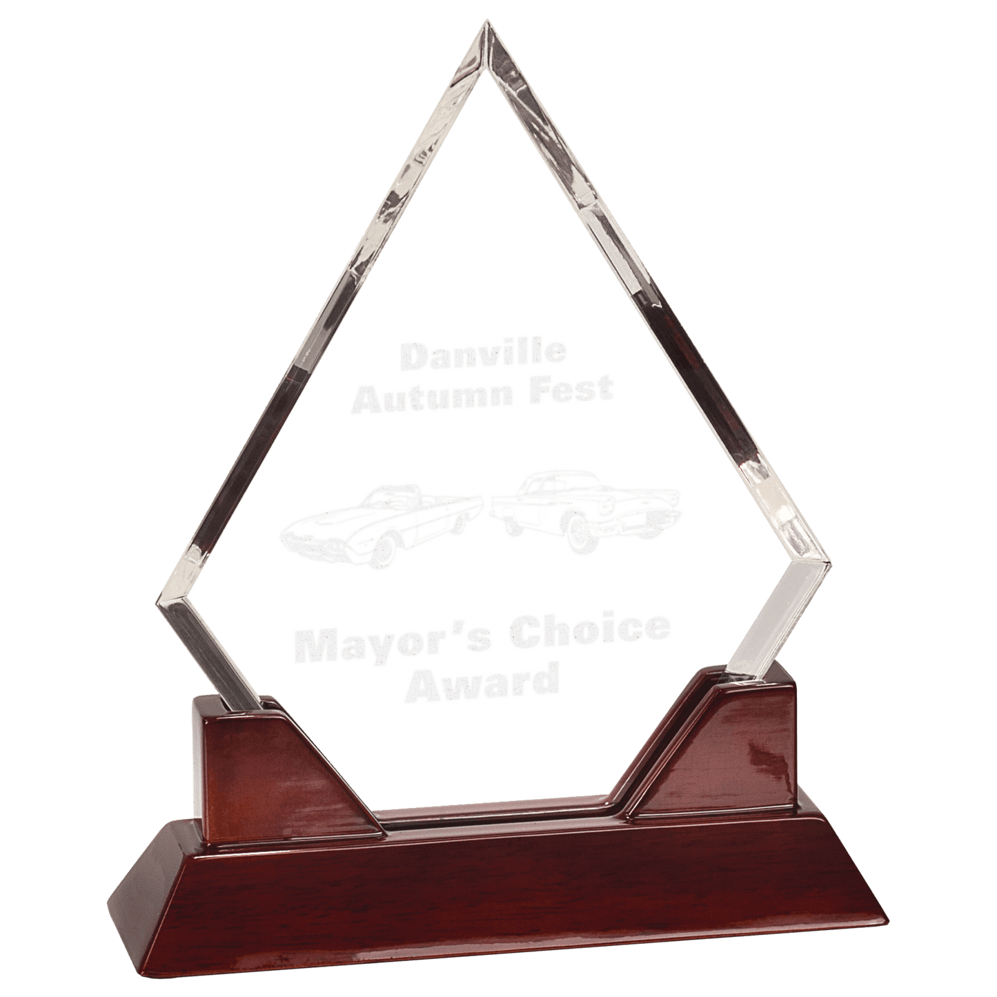 Prestige Acrylic Award with Rosewood Piano Finish Base