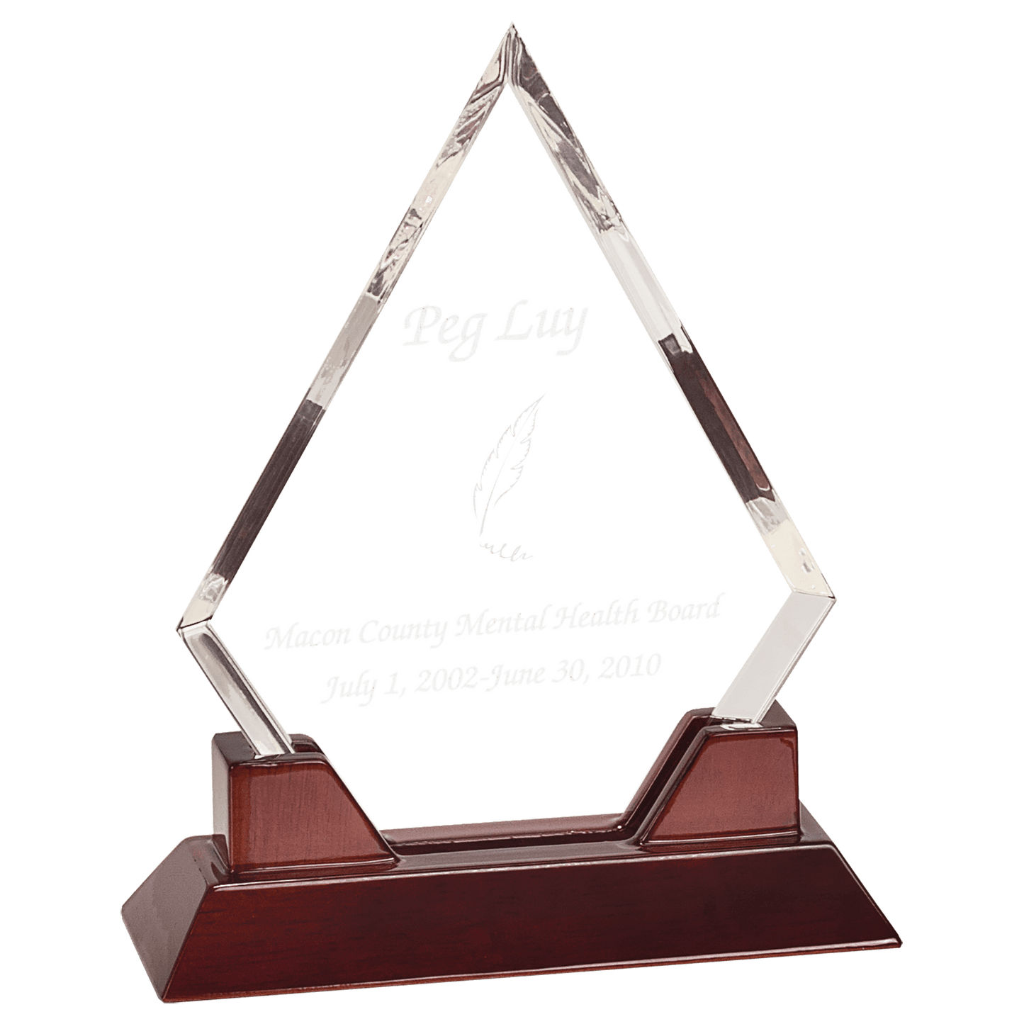 Prestige Acrylic Award with Rosewood Piano Finish Base